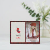 バッファローのプレイド写真クリスマス新年の民俗レッドロビン ポストカード (スタンド正面)