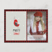 バッファローのプレイド写真クリスマス新年の民俗レッドロビン ポストカード (正面)