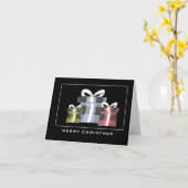 バッファローのプレイド包まれたギフトメリークリスマスカード カード (黄色い花)