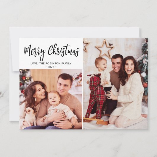 バッファローのプレイド素朴写真コラージクリスマス シーズンカード (正面)