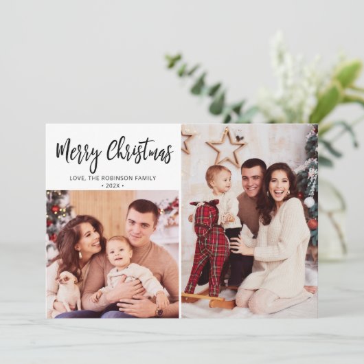 バッファローのプレイド素朴写真コラージクリスマス シーズンカード (スタンド正面)