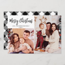 バッファローのプレイド素朴写真コラージクリスマス シーズンカード