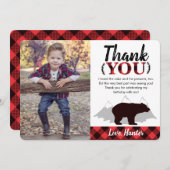 バッファローのプレイド野生のクマLumberjack写真 サンキューカード (正面/裏面)