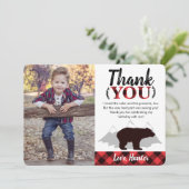 バッファローのプレイド野生のクマLumberjack写真 サンキューカード (スタンド正面)