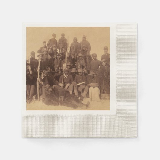 バッファローの戦士：アメリカの黒い戦闘騎兵 縁ありカクテルナプキン (正面)