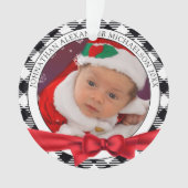 バッファローの格子模様の写真クリスマス オーナメント (正面)