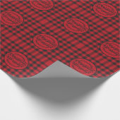 バッファローの格子状の赤と黒のクリスマスグリーティング ラッピングペーパー (角)
