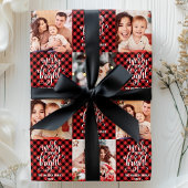 バッファローの格子状メリーと明るいクリスマスの写真 ラッピングペーパー