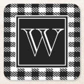 バッファローの格子縞あなたの色及びモノグラム スクエアペーパーコースター (正面)