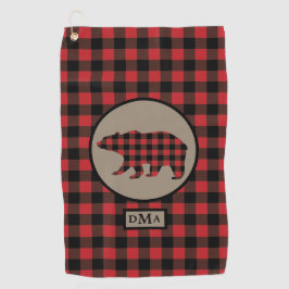 バッファローの格子縞くまのモノグラム ゴルフタオル