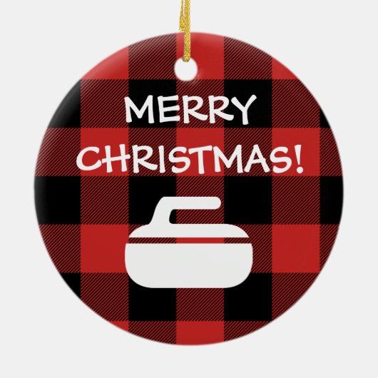 バッファローの格子縞のカールのクリスマスのオーナメント セラミックオーナメント (裏面)