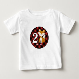 バッファローの格子縞のキツネの誕生日のワイシャツ ベビーTシャツ