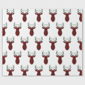 バッファローの格子縞のクリスマスのシカの包装紙 ラッピングペーパー (フラット)