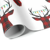 バッファローの格子縞のクリスマスのシカの包装紙 ラッピングペーパー (ロールコーナー)