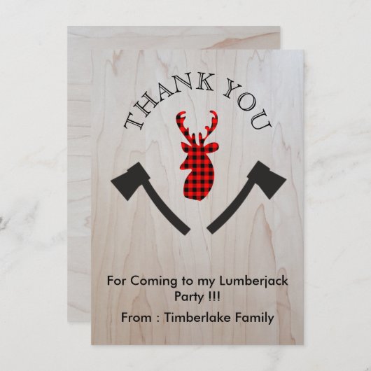 バッファローの格子縞のシカの頭部 サンキューカード (正面/裏面)