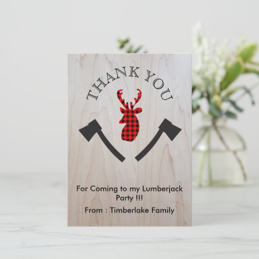 バッファローの格子縞のシカの頭部 サンキューカード (スタンド正面)