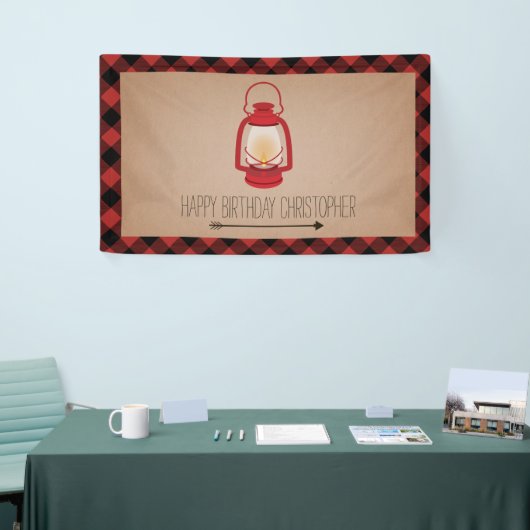 バッファローの格子縞のランタンのキャンプの誕生日 横断幕 (トレードショー)