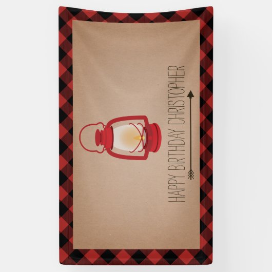 バッファローの格子縞のランタンのキャンプの誕生日 横断幕 (縦)