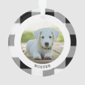 バッファローの格子縞の初めてのクリスマスの写真のオーナメント オーナメント (裏面)