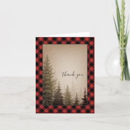 バッファローの格子縞の常緑樹は感謝していしています サンキューカード