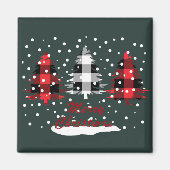 バッファローの格子縞の木々の装飾の旗 マグネット (正面)