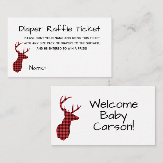 バッファローの格子縞の森林おむつのラッフルのチケット エンクロージャーカード (正面/裏面)