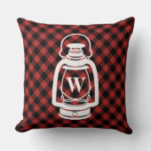 バッファローの格子縞の油のランタンのモノグラム クッション (正面)