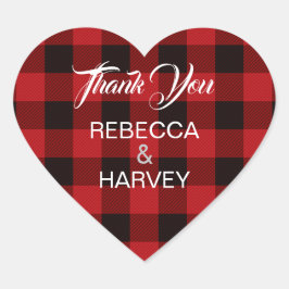 バッファローの格子縞の田舎冬の結婚式の好意 ハートシール
