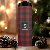 バッファローの格子縞の赤と黒のランバージャックモノグラムの タンブラー