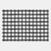 バッファローの格子縞の黒、焦げたオレンジと灰色のギンガム ラッピングペーパーシート (正面2)