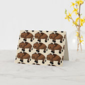 バッファローの漫画グリーティングカード カード (黄色い花)