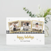 バッファローの点検および金ゴールドの3写真の幸せな休日カード シーズンカード (スタンド正面)