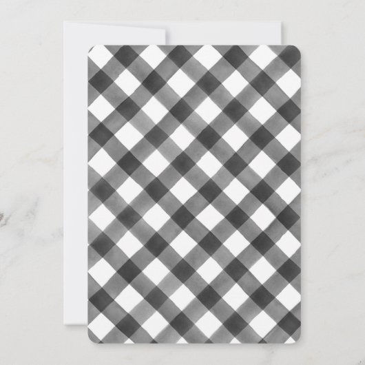 バッファローの点検の格子縞の白黒の引っ越し祝いパーティーのパーティー 招待状 (裏面)