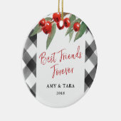 バッファローの点検の格子縞の黒い及び白人の親友 セラミックオーナメント (右)