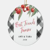 バッファローの点検の格子縞の黒い及び白人の親友 セラミックオーナメント (左)