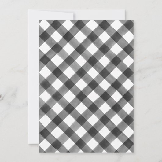 バッファローの点検の格子縞の黒く及び白い休日のパーティ 招待状 (裏面)