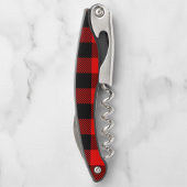 バッファローの点検の赤くおよび黒い樵の格子縞の装飾 ソムリエナイフ (裏面)