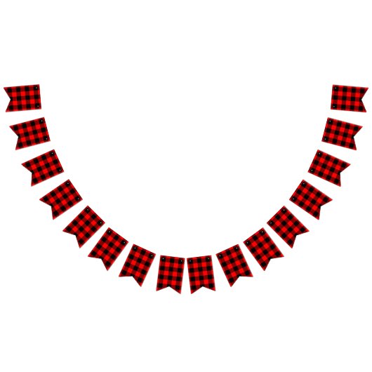 バッファローの点検の赤くおよび黒い樵の格子縞の装飾 バンティングフラッグ (全)