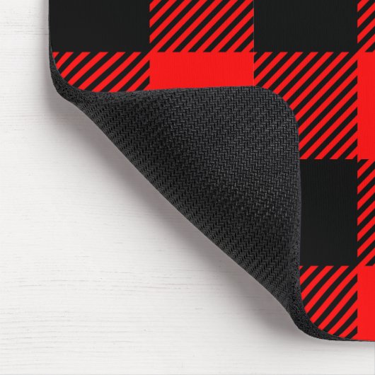 バッファローの点検の赤くおよび黒い樵の格子縞の装飾 マウスパッド (コーナー)