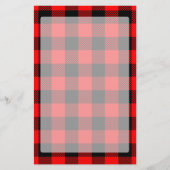 バッファローの点検の赤くおよび黒い樵の格子縞の装飾 便箋 (正面)