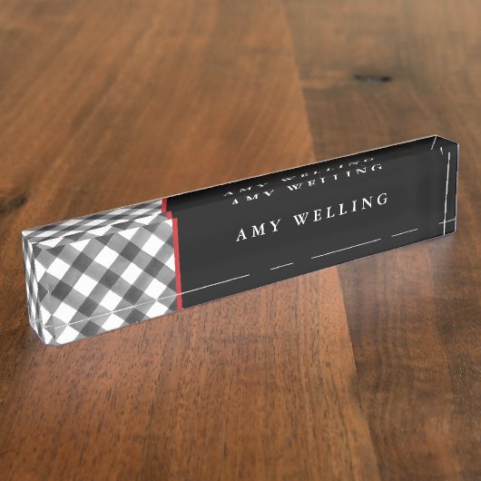 バッファローの点検の黒く及び白い先生のオフィスのキュービクル デスクネームプレート (側面)