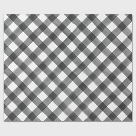 バッファローの点検の黒く及び白い格子縞のギフト ラッピングペーパー (フラット)