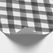 バッファローの点検の黒く及び白い格子縞のギフト ラッピングペーパー (角)