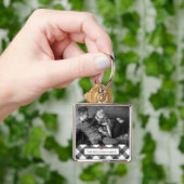 バッファローの点検の黒く及び白く素朴でカスタムな写真 キーホルダー (手)