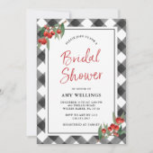 バッファローの点検の黒く及び白く素朴なブライダルシャワー 招待状 (正面)