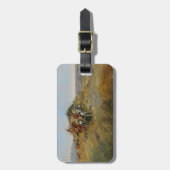 バッファローの狩り1891年(キャンバスの油) ラゲッジタグ (正面縦)