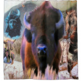 バッファローの薬のネイティブアメリカンのシャワー・カーテン シャワーカーテン (正面)