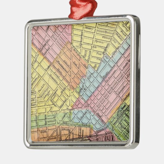 バッファローの都市の地図 メタルオーナメント (左)