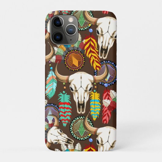 バッファローの頭蓋骨 ネイティブアメリカンのエンブレム Case-Mate iPhoneケース (裏)