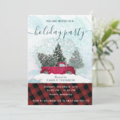 バッファローは赤トラックの冬のシーンのホリデーインベイをplaid 招待状 (スタンド正面)